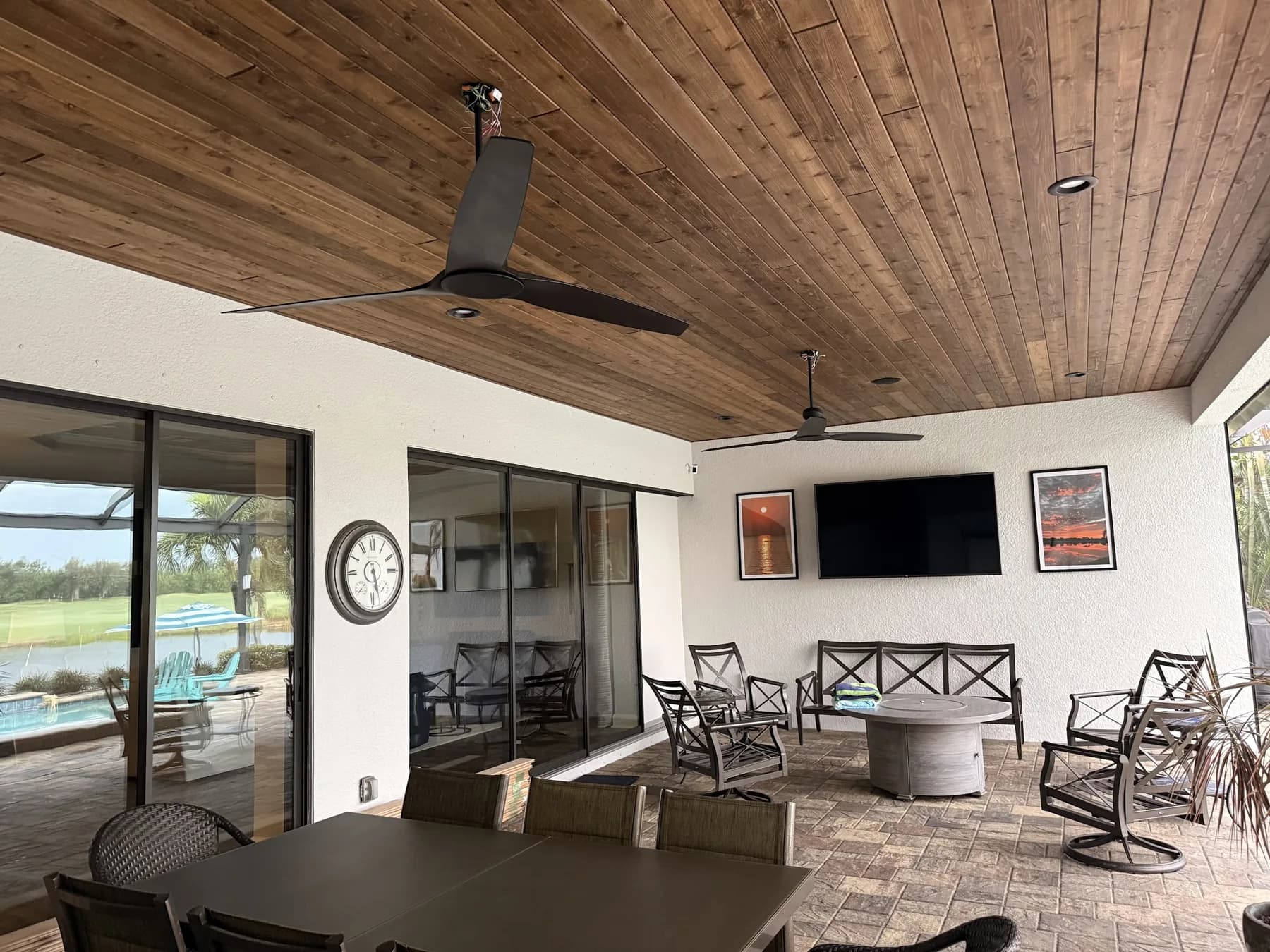 Cedar ceiling and matching shelves in Esplanade
